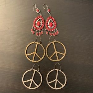Three pairs of Lucky Brand Earrings.